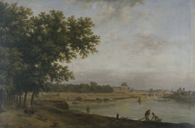 Die Tuilerien und die Pont Royal, gesehen vom Cours-la-Reine, 1783 von Jean Baptiste Genillion