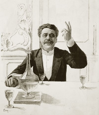 Porträt von Henry Becque (1837-1899), französischer Dramatiker - Grab von Florian nach Jean-Baptiste Guth (1883-1921) - Veröffentlicht in Revue illustree, ca. 1890 von Jean Baptiste Guth