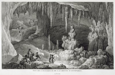 Ansicht des Inneren der Grotte von Antiparos, graviert von Jean Baptiste Tillard (1740-1813) von Jean Baptiste Hilair