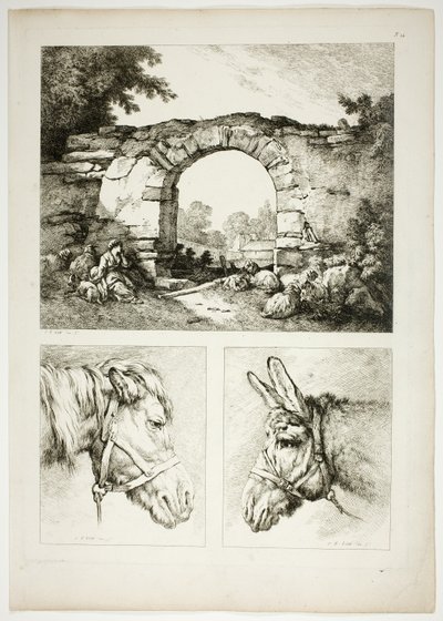Tafel Vierzehn von 38 aus Oeuvres de J. B. Huet von Jean Baptiste Huet