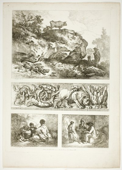 Tafel Neun von 38 aus Oeuvres de J. B. Huet von Jean Baptiste Huet
