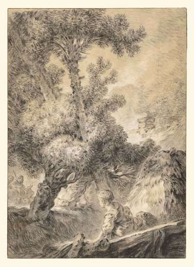 Hirte und Hirtin in einer bukolischen Landschaft von Jean Baptiste Huet