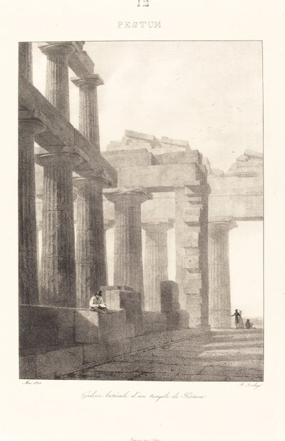 Seitengalerie eines Tempels von Pestum von Jean Baptiste Isabey
