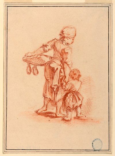 Frau führt ein Kind von Jean Baptiste Le Prince
