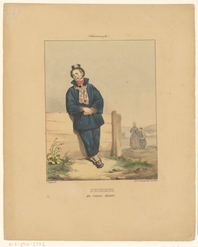 Pfeiferauchender Fischer in Scheveningen von Jean Baptiste Madou