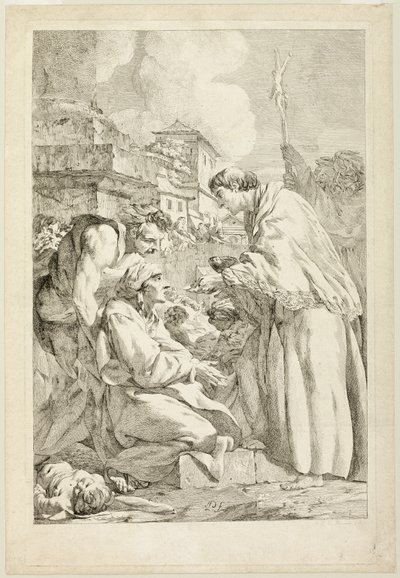 Der heilige Karl Borromäus segnet die Pestkranken von Jean Baptiste Marie Pierre
