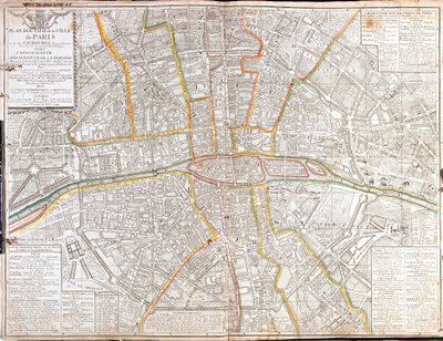 Routenkarte von Paris und seinen Vororten von Jean Baptiste Nolin