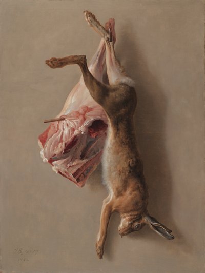 Ein Hase und ein Lammbein von Jean Baptiste Oudry