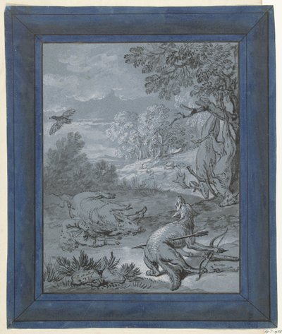 Der Wolf und der Jäger von Jean Baptiste Oudry