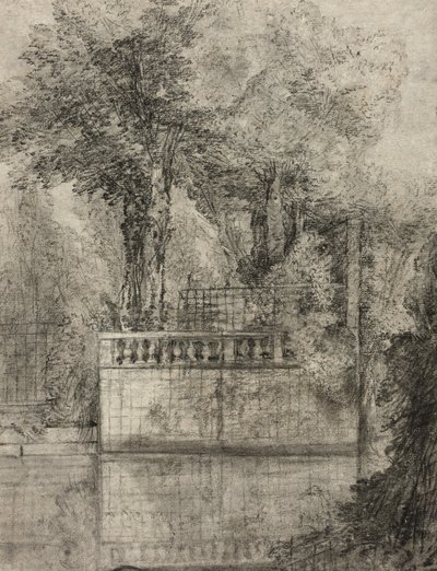 Gitterwerk und Spiegelbecken in Arcueil, 1744-47 von Jean Baptiste Oudry