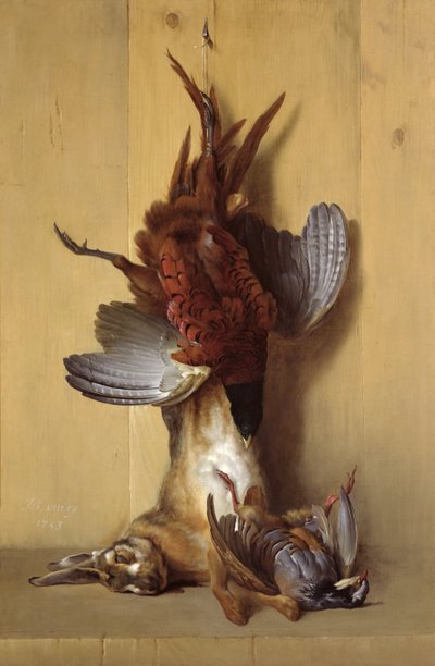 Stillleben mit einem Hasen, einem Fasan und einem Roten Rebhuhn, 1753 von Jean Baptiste Oudry