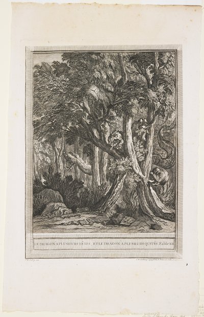 Der Drache mit vielen Köpfen, Fabel XII, ca. 1753-1755 von Jean Baptiste Oudry