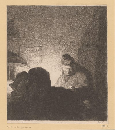 Schreibender Mann im Schein einer Lampe von Jean Baptiste Pierre Lebrun (attributed to)