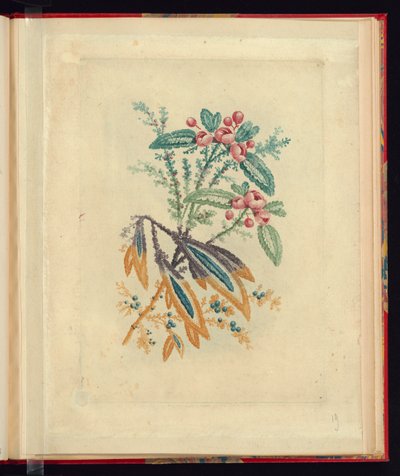 Ornamentales Design mit kleinen roten Blumen und Beeren, aus Nouvelle suite de cahiers de flerurs naturelle a l