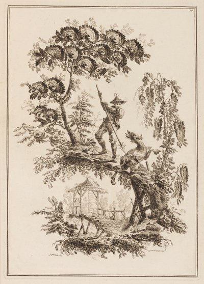 Tafel 10, aus "Suite de Douze Pêcheurs et Chasseurs" von Jean Baptiste Pillement