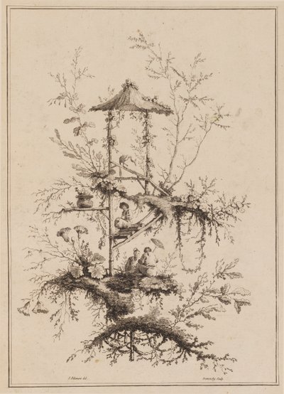 Tafel aus einem Set von Chinoiserie-Darstellungen von Jean Baptiste Pillement