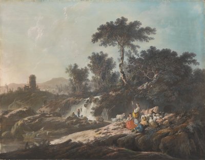 Hirten ruhen an einem Bach von Jean Baptiste Pillement
