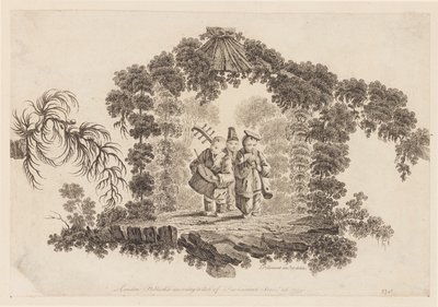 Drei Figuren, die Musikinstrumente spielen, aus "Recueil de Plusieurs Jeux d
