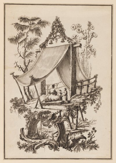 Drei Figuren unter einem Zelt von Jean Baptiste Pillement