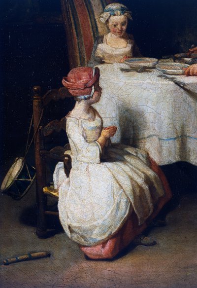 Le Benedicite, ca. 1740, Detail (Öl auf Leinwand) von Jean Baptiste Simeon Chardin