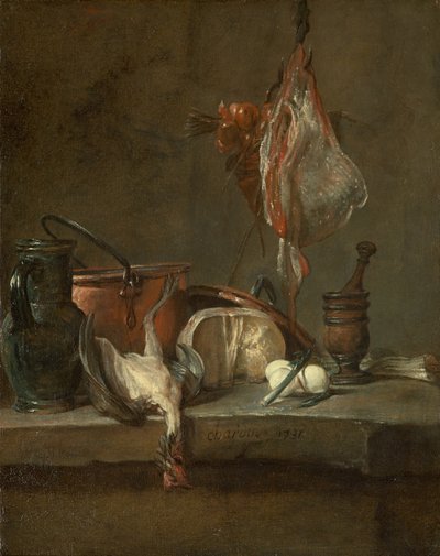 Stillleben mit Rochen und Korb mit Zwiebeln, 1731 von Jean Baptiste Simeon Chardin