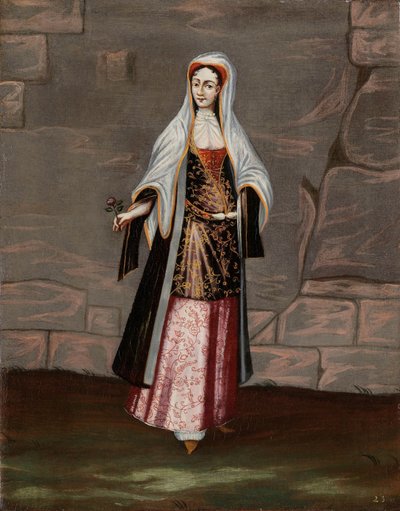 Frau von der Insel Mykonos von Jean Baptiste Vanmour (workshop of)