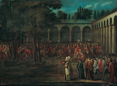 Die Botschafterdelegation durchquert den zweiten Hof des Topkapı-Palastes von Jean Baptiste Vanmour