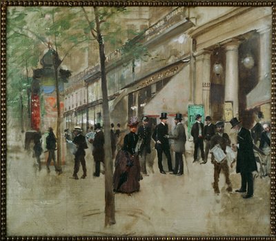 Der Boulevard vor dem Théâtre des Variétés, Paris von Jean Beraud