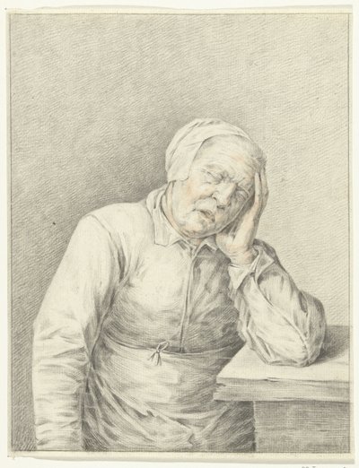 Schlafende alte Frau, mit dem Kopf in der Hand von Jean Bernard
