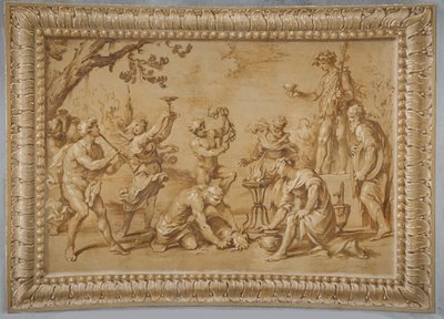 Falsches vergoldetes Relief, mit Bacchus und einer Opferszene von Jean Boulanger