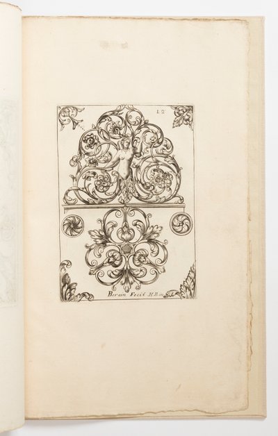 Tafel 12, aus Diverses pièces de serruriers (Verschiedene Entwürfe für Schlosser) von Jean Bérain the Elder