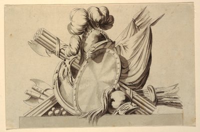 Entwurf für eine Trophäe mit militärischen Attributen von Jean Charles Delafosse