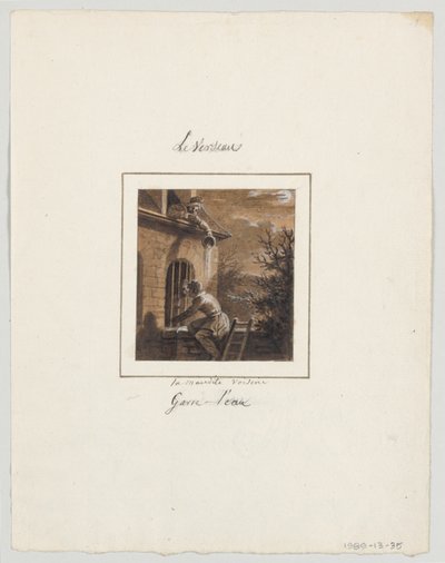Design für einen bemalten Porzellanteller, Le Verseau (Wassermann) aus dem Service Le Zodiaque Travesti (Der Farcical Zodiac) von Jean Charles Develly