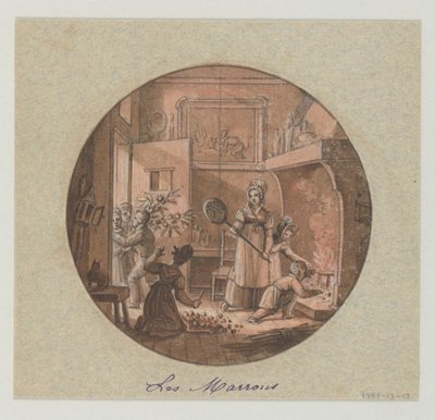 Entwurf für einen bemalten Porzellanteller, Les Marrons (Kastanien) für den Service des Objets de Dessert (Dessertservice) von Jean Charles Develly