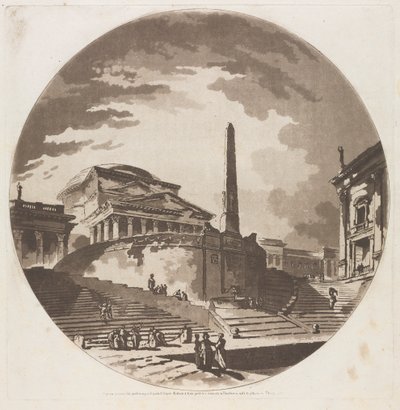 Ansicht der Rotunde mit Treppen am Tiber von Jean Claude Richard de Saint Non