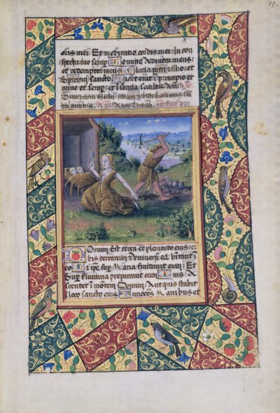 Ms Lat. Q.v.I.126 fol.15 Adam und Eva bei der Arbeit, aus dem Stundenbuch von Louis d