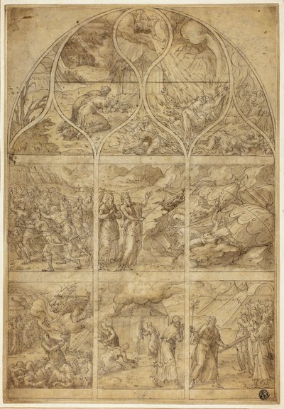 Entwurf für ein Buntglasfenster mit der Geschichte von Aaron von Jean Cousin the Younger