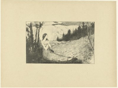 Heilige Agnes sitzt auf einem Felsen in der Landschaft Sainte-Agnes L