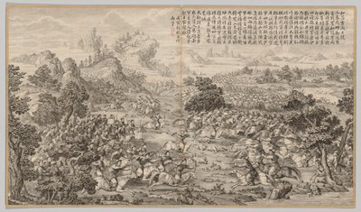 Sieg bei Heluo Heshi: aus Kampfszenen der Niederschlagung von Aufständen..., um 1765-1774 von Jean Denis Attiret