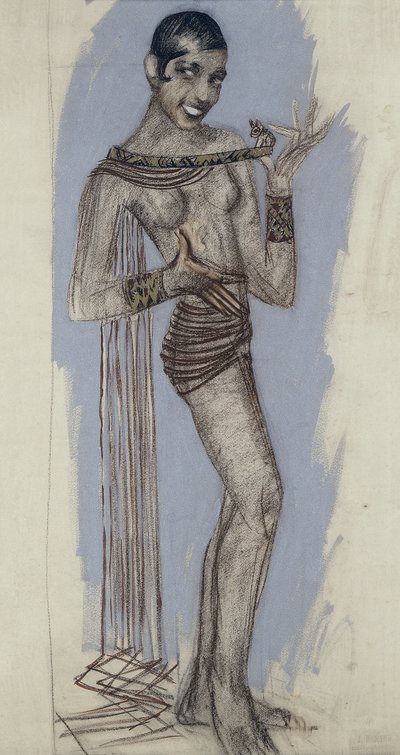 Josephine Baker - Ein Modell für ein wichtiges Lackpaneel, ca. 1927 (Bleistift auf Papier) von Jean Dunand