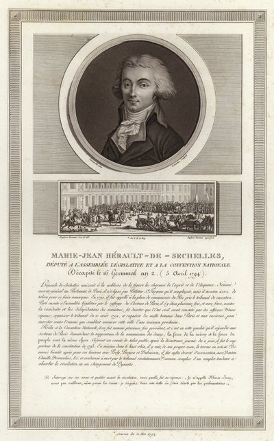 Porträt von Marie-Jean Herault de Sechelles von Jean Duplessi Bertaux