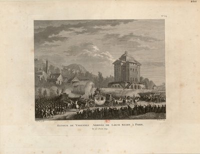Rückkehr aus Varennes, Ankunft von Louis Capet in Paris, 1802 von Jean Duplessis Bertaux