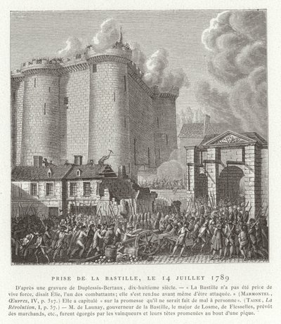 Erstürmung der Bastille, Paris, Französische Revolution, 14. Juli 1789 von Jean Duplessis Bertaux