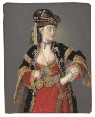 Vermutetes Porträt von Laura Tarsi in türkischer Kleidung von Jean Étienne Liotard