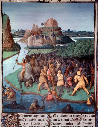 Schlacht zwischen Juden und Mazedoniern Miniatur aus „Das Buch der alten Juden“ (Jüdische Altertümer) von Jean Fouquet (1420-1481) 15. Jahrhundert Paris, B.N. von Jean Fouquet