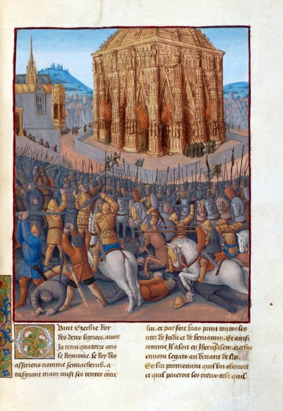 Die Belagerung Jerusalems durch den babylonischen König Nebukadnezar II. von Jean Fouquet