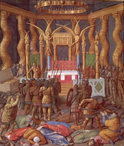 Ms Fr 247 f.293 Entweihung des Tempels von Jerusalem im Jahr 63 v. Chr. durch Pompeius und seine Soldaten, Illustration aus 