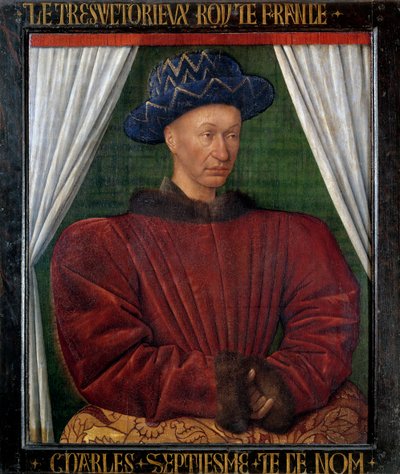 Porträt von Karl VII. (1403-1461), König von Frankreich. Gemälde von Jean Fouquet (1420-1481) von Jean Fouquet