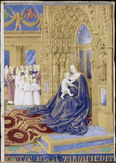 Die Jungfrau und das Kind auf dem Thron, Stundenbuch von Étienne Chevalier von Jean Fouquet