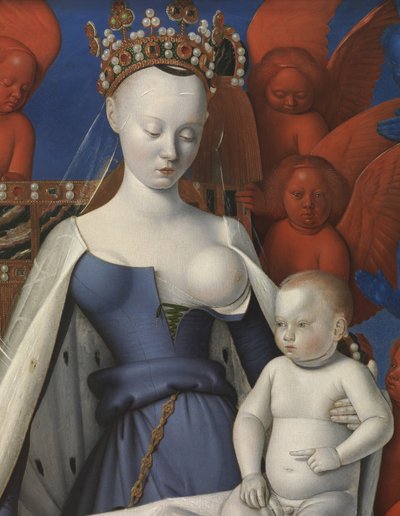 Jungfrau und Kind umgeben von Cherubim und Seraphim, Detail von Jean Fouquet